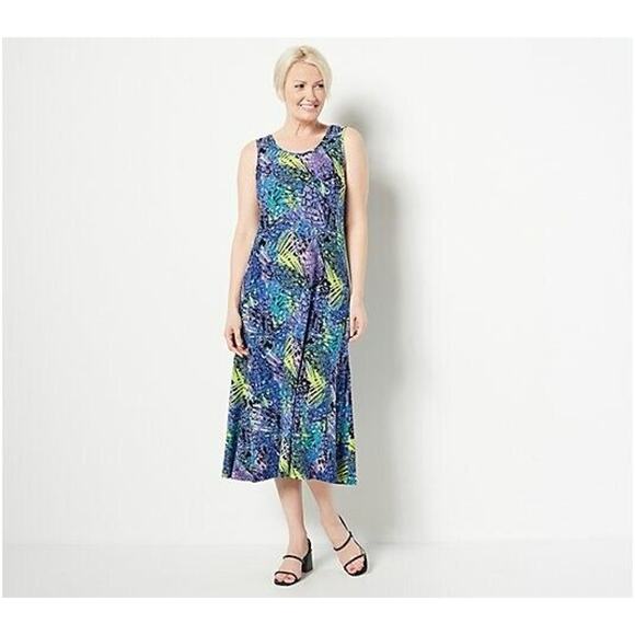 ATTITUDES BY RENEE NEW $82 Como Jersey Midi Dress & Cardigan Set Red/Black PM - Picture 2 of 5